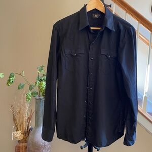 RRL Double RL Women's Slim Fit Twill Western Shirt in Black Size Small